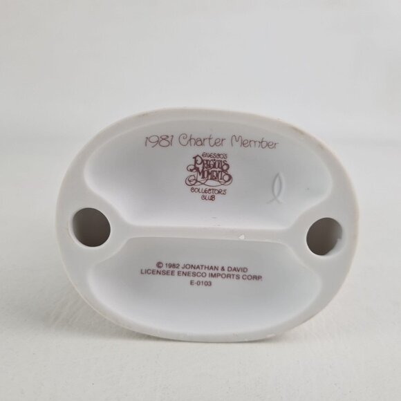 Precious Moments E-0103 "1983 Collectors Club Member" Porcelain Figurine Vntg - Picture 5 of 6